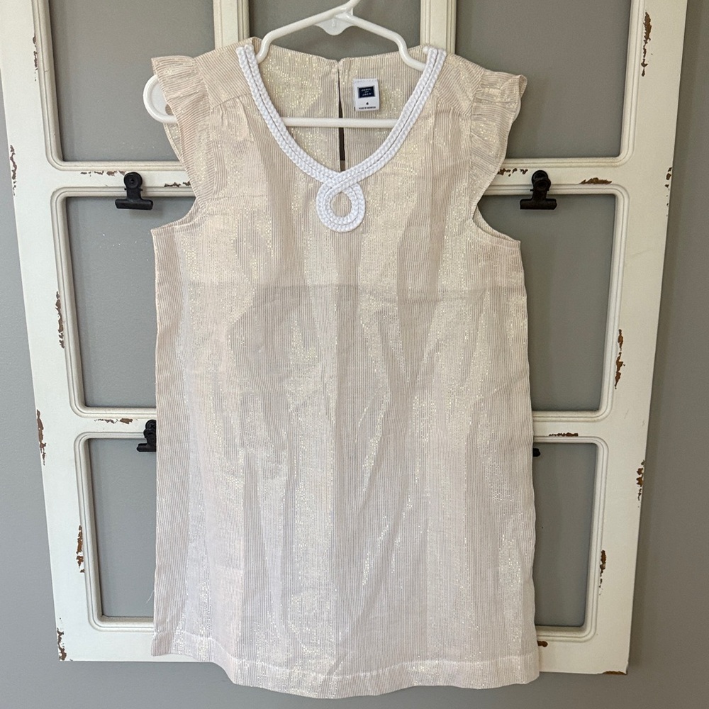 Janie and Jack Cream Dress with White Trim